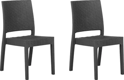 Produktbild von BELIANI Gartenstühle im 2er Set Graphitgrau Rattanoptik Outdoor Balkon
