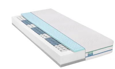 A cutaway view of a mattress showing its internal layers.