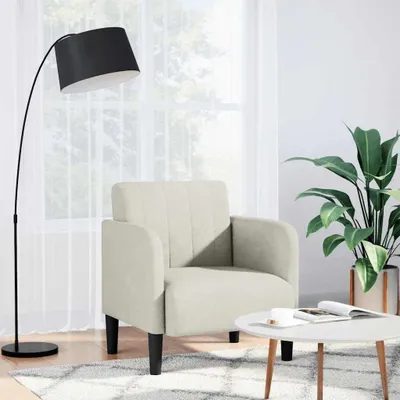 Produktbild von Cremefarbener Sessel mit Armlehnen, 54 cm, aus Samt