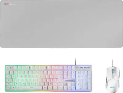 Produktbild von Combo Tastatur H-Mech FRGB, Ultralight Maus 10000DPI & XXL Mousepad, Weiß, Portugiesisch Sprache