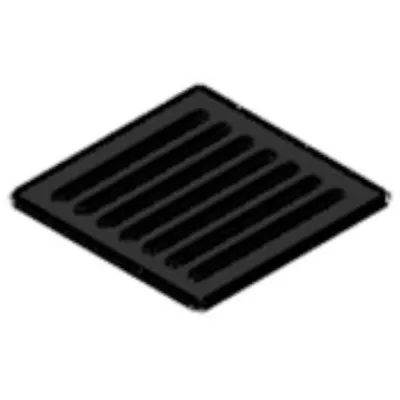 A black metal grate for a stove.
