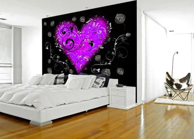 Produktbild von Vlies Fototapete 350x256 cm Tapeten Wandtapete XXL Herz schwarz rot grau violett grau f-A-0067-a-c
