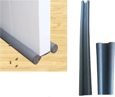 Produktbild von Michelino Zugluftstopper mit Doppeldichtung in Schwarz 96x3 cm indivdiduell anpassbar