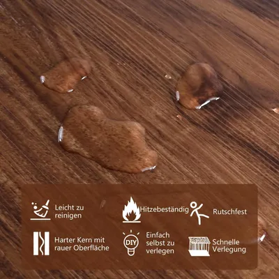 Obrázok produktu pre PVC vinylová podlaha, samolepiaca, s dreveným vzorom, teplá hnedá farba, 12 kusov, 1,6 m², vodotesná