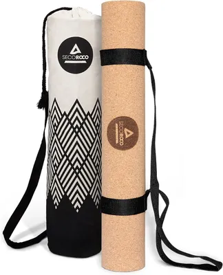 Zdjęcie produktu dla Mata do jogi wykonana z korka i naturalnej gumy, antypoślizgowa, o wymiarach 183 x 61 cm, w zestawie torba do przenoszenia