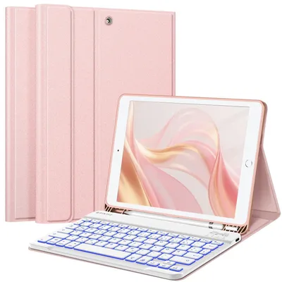 Produktbild von Hülle mit Tastatur für 9 8 7 Generation Magnetisch Ständer Roségold