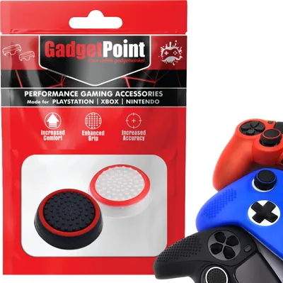 Produktbild von Thumbgrips - Thumb Grips voor PlayStation, PS5, Xbox X/S, One & Switch Pro Controller - Gaming Thumbgrips - Performance Anti-Slip Thumbsticks - Bescherming Accessoires - Wit Rood/Zwart Rood -
