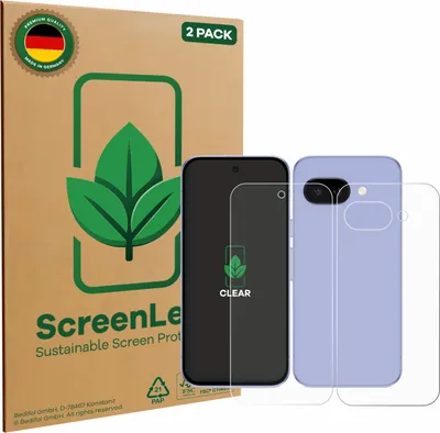 Produktbild von 2x ScreenLeaf Schutzfolie für Google Pixel 9a (Display+Rückseite) Displayschutz Display Schutz Folie Klar Transparent