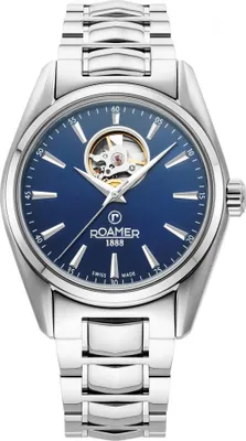 Immagine prodotto di Orologio classico da uomo ROAMER 984985 41 45 20 blu scuro con fondello trasparente.