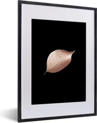 Produktbild von MuchoWow® MuchoWow® Gerahmtes Poster Blatt - Rosa - Schwarz 30x40 cm - Poster mit zchwarzem Bilderrahmen - Wandposter Schlafzimmer