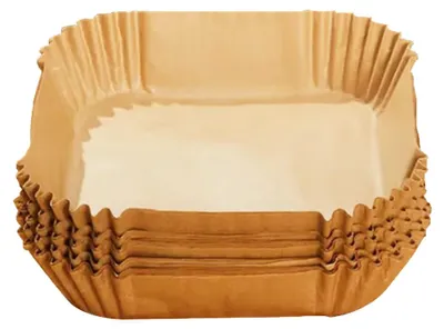 Obrázek produktu pro Pečicí papír do horkovzdušných fritéz, 100 kusů, čtvercový a kulatý, žáruvzdorný do 230 °C, nepřilnavý, odolný vůči oleji, pro zdravé vaření
