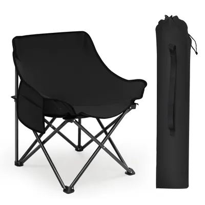 Produktbild von SUNULA Campingstuhl Faltbar 100 kg, Camping Klappstuhl Wandern, Faltstuhl mit Seitentasche, Schwarz
