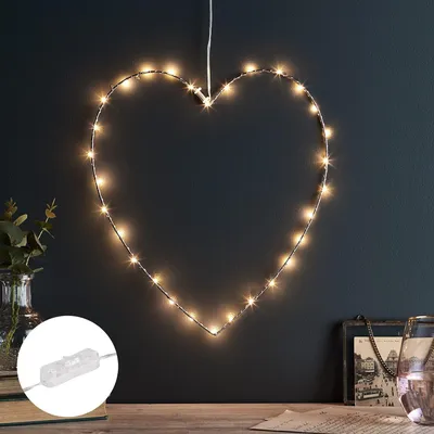 LED-Herz-Silhouette 30 warmweiße Micro-LEDs roségold