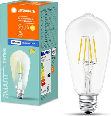 Produktbild von Ledvance LED Smart+ Filament Edison ST64 6W = 60W E27 klar 806lm warmweiß 2700K Dimmbar App Google Alexa Apple Bluetooth