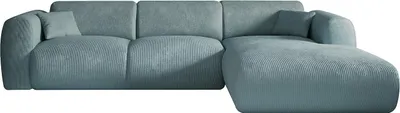 Produktbild von Großes Ecksofa - Ecke rechts - Samt-Stoff - Blau - POGNI von Maison Céphy