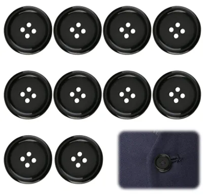 Harzknöpfe schwarz 30 mm, 10 Stück, rund, 4 Löcher