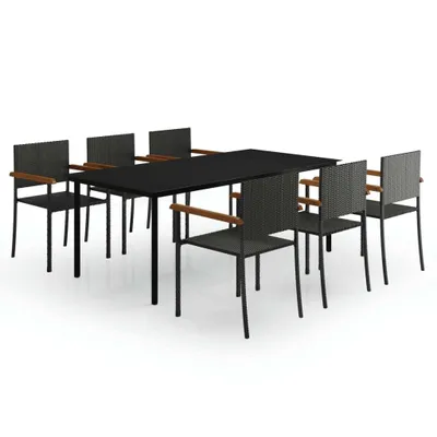Produktbild von vidaXL 7-tlg. Garten-Essgruppe Schwarz