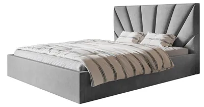 Produktbild von AlpiMeble Bett 90x200 - Polsterbett mit Bettkasten und Metallrahmen - Modern Betten - Weicher Jasminstoff - Kollektion Denver, grau