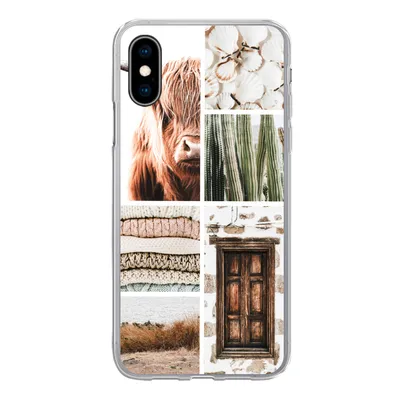 Produktbild von MuchoWow® Handyhülle Schutzhülle Hülle für iPhone X Schottischer Highlander - Collage - Kaktus Silikon Softcase Handy Hülle - Handyhülle