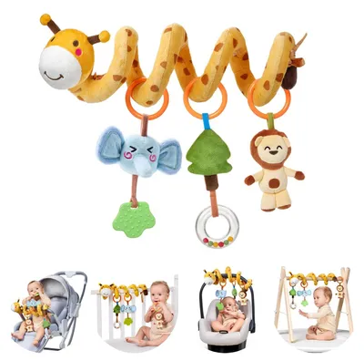 Imagen del producto de Juguete espiral jirafa para bebé - Peluche con sonajeros - Tres juguetes desmontables - Desde el nacimiento