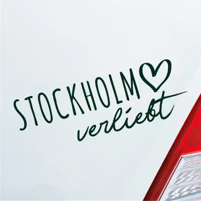 Produktbild von Auto Aufkleber Stockholm verliebt Herz Stadt Heimat Liebe Car 19x7 cm Dunkelgrün Sticker Heckscheibenaufkleber