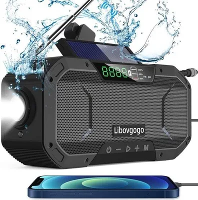 Produktbild von Portable Notfallradio mit Solarpaneel, AM/FM, Powerbank und Taschenlampe für Outdoor und Camping