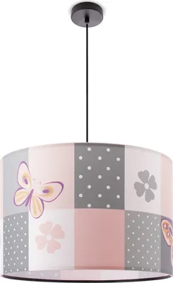 Produktbild von Deckenlampe Kinder Pendelleuchte Kinderzimmer Stoffschirm Rund Bunt Baby E27