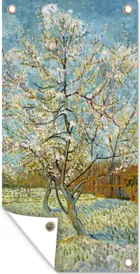Produktbild von MuchoWow® 80x160 cm Outdoor-Poster Gartendeko Sichtschutz Garten Poster für den Garten  Blühender Pfirsichbaum - Vincent van Gogh