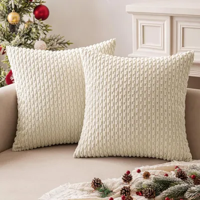 Produktbild von Kissenbezüge Kordsamt 2er Set 50x50 cm Cremeweiß
