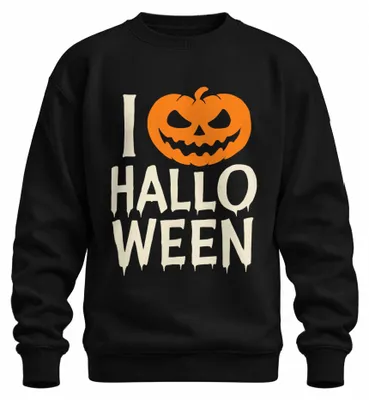 Produktbild von Ich liebe Halloween Kürbis Grusel Spukparty Kostüm Kinder Sweatshirt Pullover, Schwarz, S