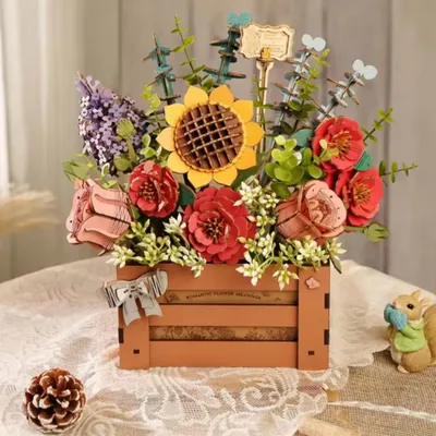Image de puzzle 3D en bois Bloombox, 658 pièces, jardinière DIY Set, déco vintage, décoration maison, cadeau pour femme & famille, pour salon, bibliothèque
