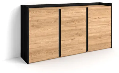 Produktbild von Sideboard, Highboard, 156x80x35 cm, 3 Türen, Wohnzimmer, Küche, Eiche Schwarz