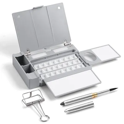 Aquarellpalette für Linkshänder, 24 Fächer, Reiseset