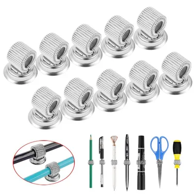 Produktbild von Omgoods – Magnetischer Stifthalter – 10 Stück – Edelstahl – Verstellbare Federklemme – Geeignet für Whiteboards/Kühlschränke – Langlebig – Magnetischer Stifthalter
