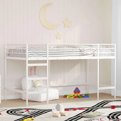 Zdjęcie produktu dla Maison Exclusive – łóżko piętrowe dla dzieci, jednokolorowe, białe, 80 x 200 cm, stalowe