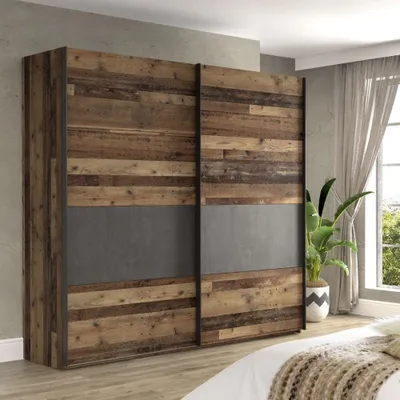Immagine prodotto di Armadio Zeno 2 ante scorrevoli quercia e grigio cemento 120x42x190.5H