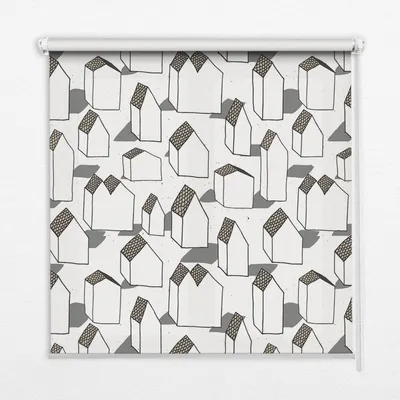 Produktbild von Seitenzug-Rollo Fensterrollo Jalousie - Thermo-Rollo Verdunkelungsrollo - 130x140 cm - Weiße Häuser