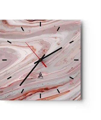 Produktbild von Wanduhr - Quadrat - Glasuhr - Abstraktion modern - 30x30cm - Schleichendes Uhrwerk - Lautlos - zum Aufhängen bereit - Dekoration Modern - Wanddekoration aus Glas - C3AC30x30-4049