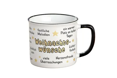 Produktbild von GILDE - 24700 - Kaffeebecher, Weihnachten, Weihnachtswünsche, Keramik, Emailledesign, 9,5cm x 8,5cm, 390ml