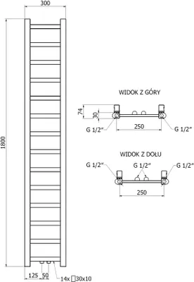 Zdjęcie produktu dla Mexen Bolt grzejnik łazienkowy 1800 x 300 mm, 351 W, biały - W126-1800-300-00-20