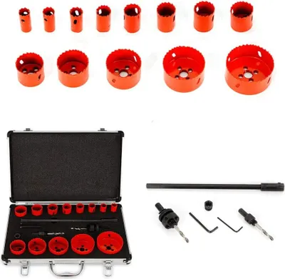 Produktbild von 17-tlg Lochsägen set Lochsäge Lochkreissäge Lochbohrer Bohrkrone Dosenbohrer mit Koffer 19-76mm