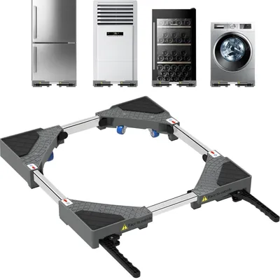 Produktbild von Waschmaschinensockel verstellbar mit 360° Lenkrollen und Bremse | 42-69cm | 400kg Tragkraft