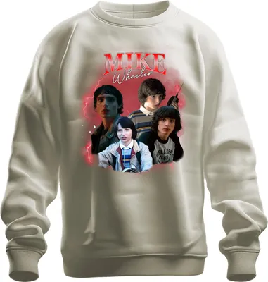 Obrázek produktu pro Mike Wheeler Stranger Dárek pro fanoušky Hawkins 80. léta Retro 90. léta Bootleg Uni mikina Pullover, Nature, L