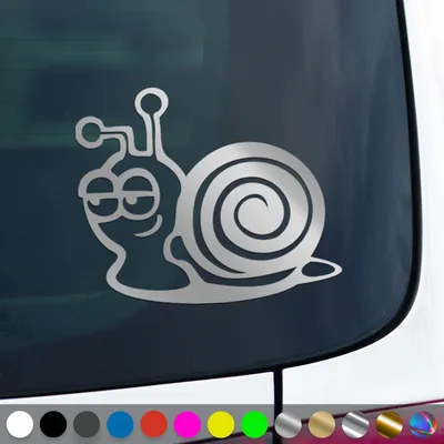 Produktbild von PantherPixel Schnecke Aufkleber Schnell Geschindigkeit Langsam Sticker Auto Geschenkidee Farbe Silber