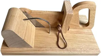 Produktbild von Premium Wurstschneider Holz manuell | Wursthobel mit Edelstahl-Klinge | Aufschnittmaschine Guillotine