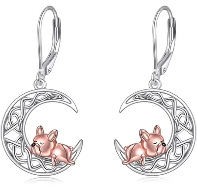 Productafbeelding van Oorbellen, sterling zilver, maan, Keltisch design, hangende oorbellen, cadeau voor dames en meisjes, 925 zilver