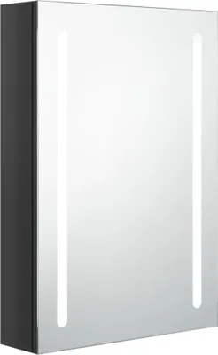 Image de vidaXL Armoire à miroir LED pour salle de bain noir brillant 50x13x70 cm