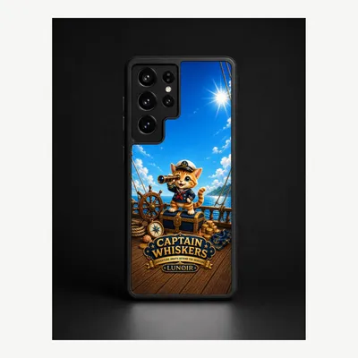 Productafbeelding van Samsung S21 Ultra hoesje, telefoonhoesje, beschermhoesje, case met kattenkapitein motief – LUNØIR ©