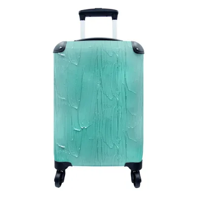 Produktbild von MuchoWow® Koffer Handgepäck Trolley Rollkoffer Kleine Reisekoffer mit 4 Rollen - Farbe - Muster - Türkis - Cabin Size < 55x40x23 cm & 55x40x20 cm - Fotokoffer - Kabinenkoffer - Boardgepäck - Reise-Box - Reisekoffer - Reisegepäck - Koffer mit Bild - Trolley für Kinder