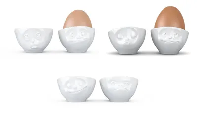 Produktbild von Fiftyeight Eierbecher 6er Set 'küssend & verträumt, och bitte & lecker, glücklich & hmpff' T015101 + T015201 + T015301